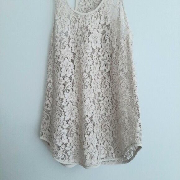 Aritzia WILFRED Nude Floral Lace Stretchy Tank Top Sz XS - Picture 7 of 12